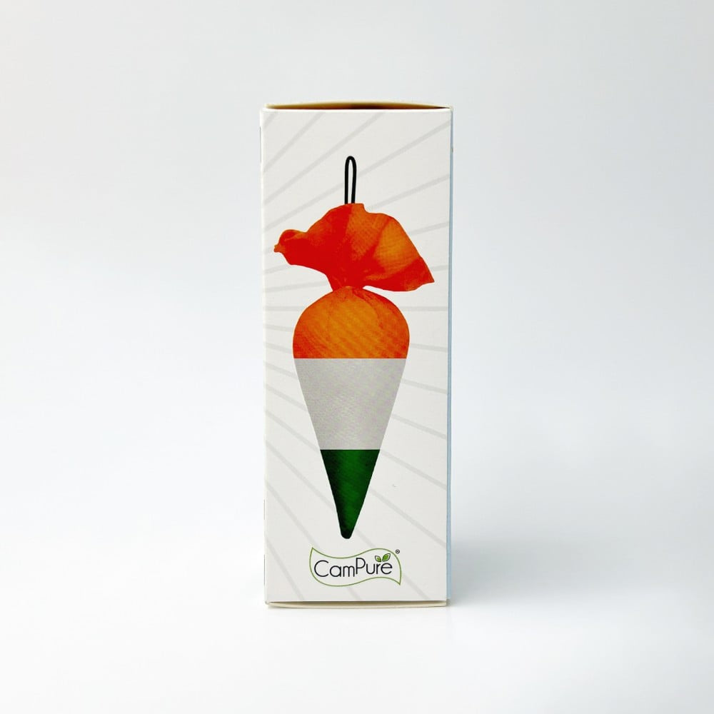 CamPure 100% Organic Camphor Tiranga Car Freshener Cone : 60 g
