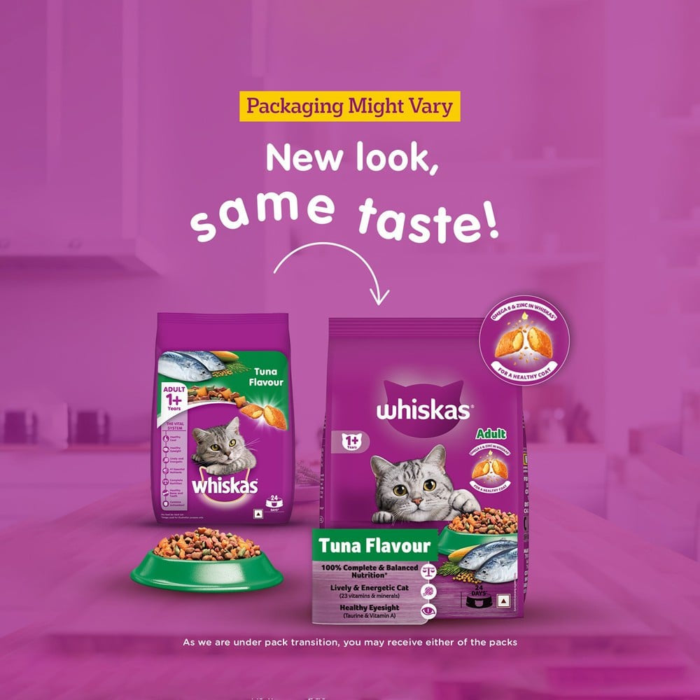 Whiskas Adult Dry Cat Food -Tuna Flavour (1+ Years) - Pack of 2 : 2 x 3 kg