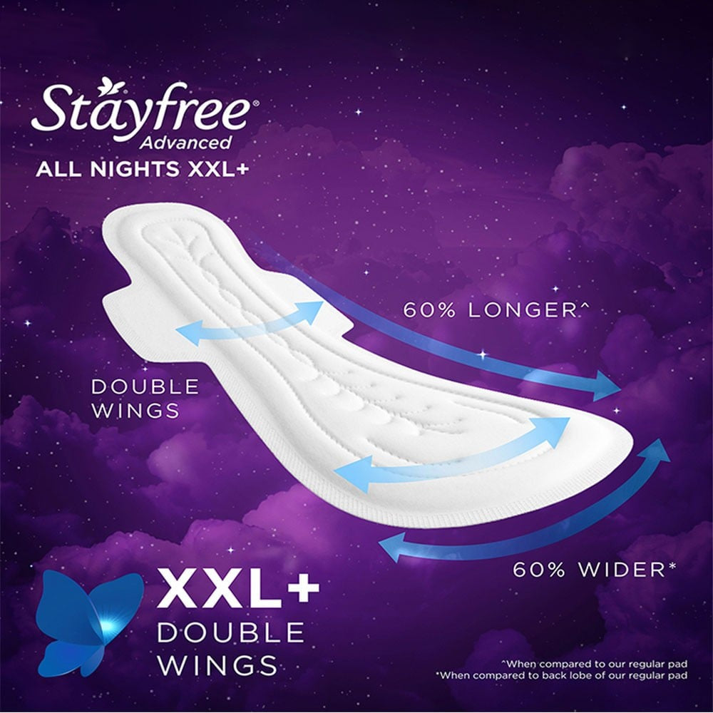 Stayfree Advanced All Nights Sanitary Pads : 16 pieces