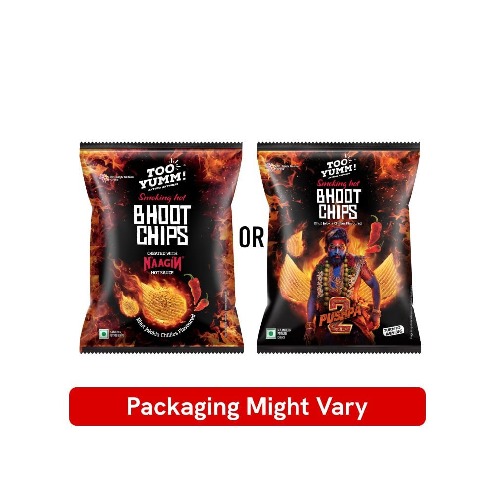 Too Yumm Smoking Hot Bhoot Potato Chips (Bhut Jolokia Chillies) - Pack of 2 : 2 x 82 g