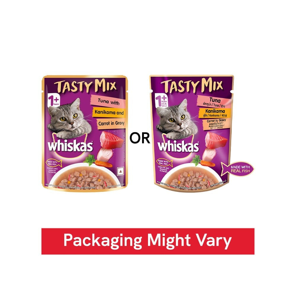 Whiskas Tasty Mix Wet Cat Food (Tuna With Kanikama And Carrot in Gravy) 1+ years : 70 g