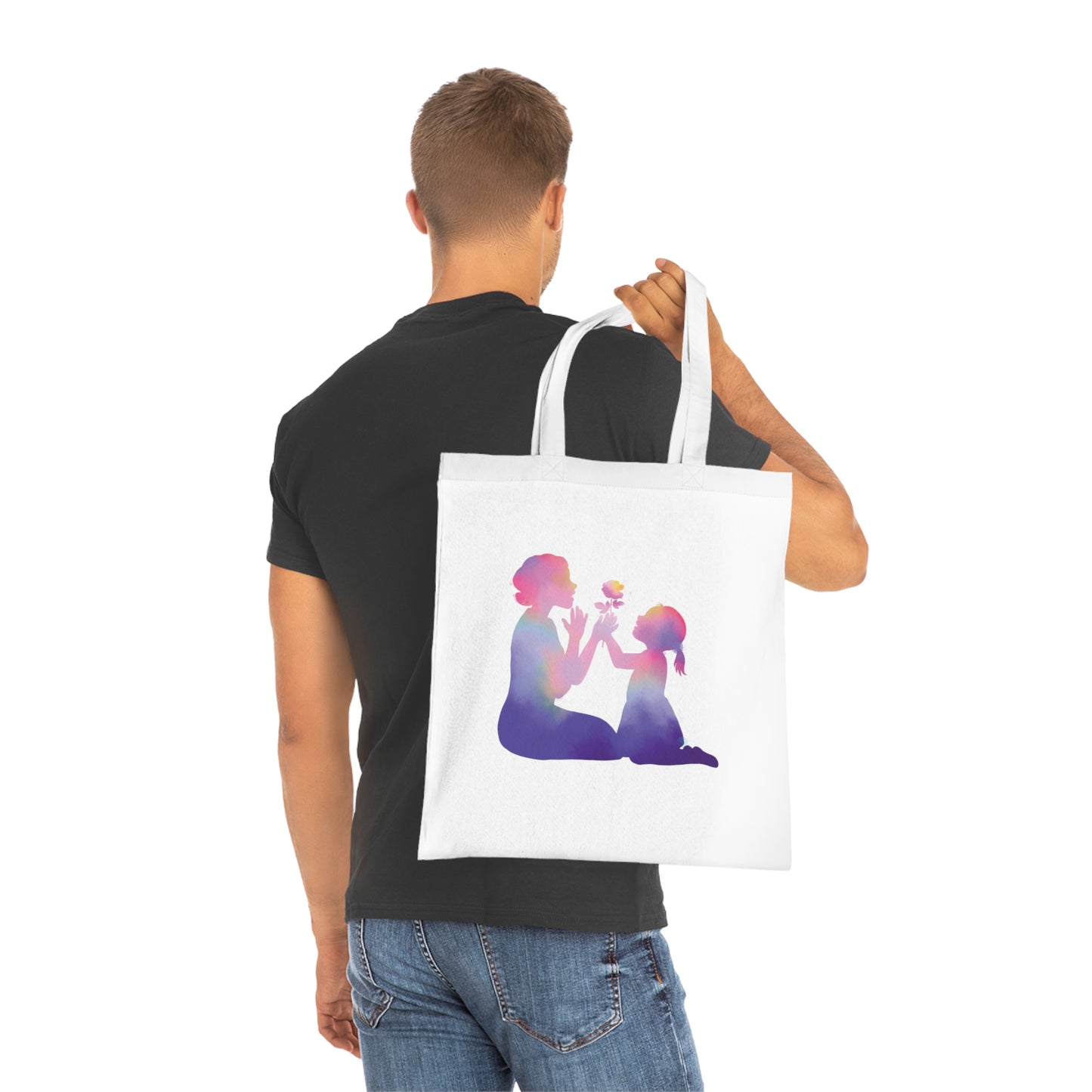 Mother and Daughter Love: Printed Canvas Tote Bag