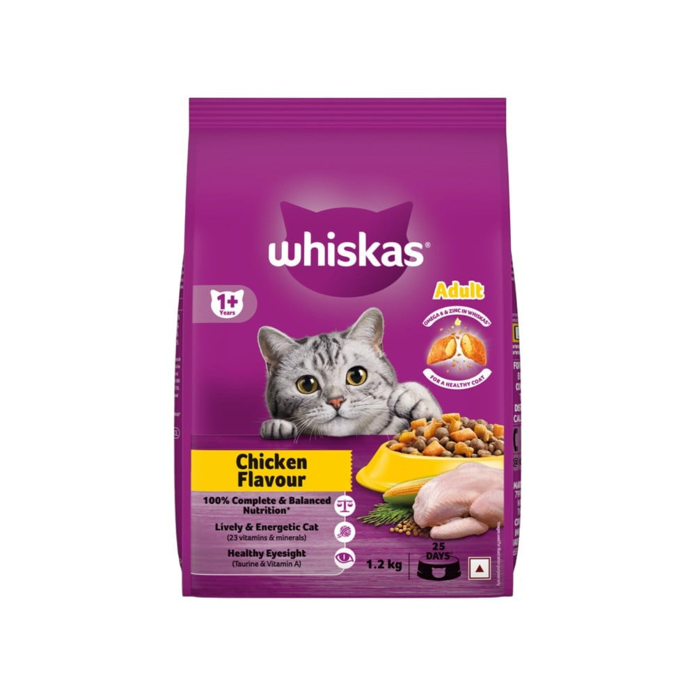 Whiskas Adult Dry Cat Food -Chicken Flavour (1+ Years) : 1.2 kg
