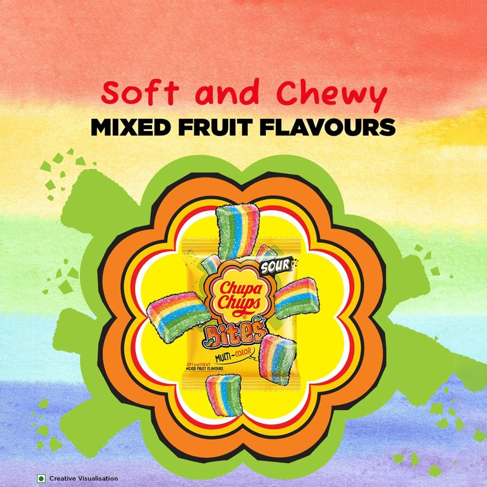 Chupa Chups Sour Bites Mixed Fruit Candy : 61.6 g