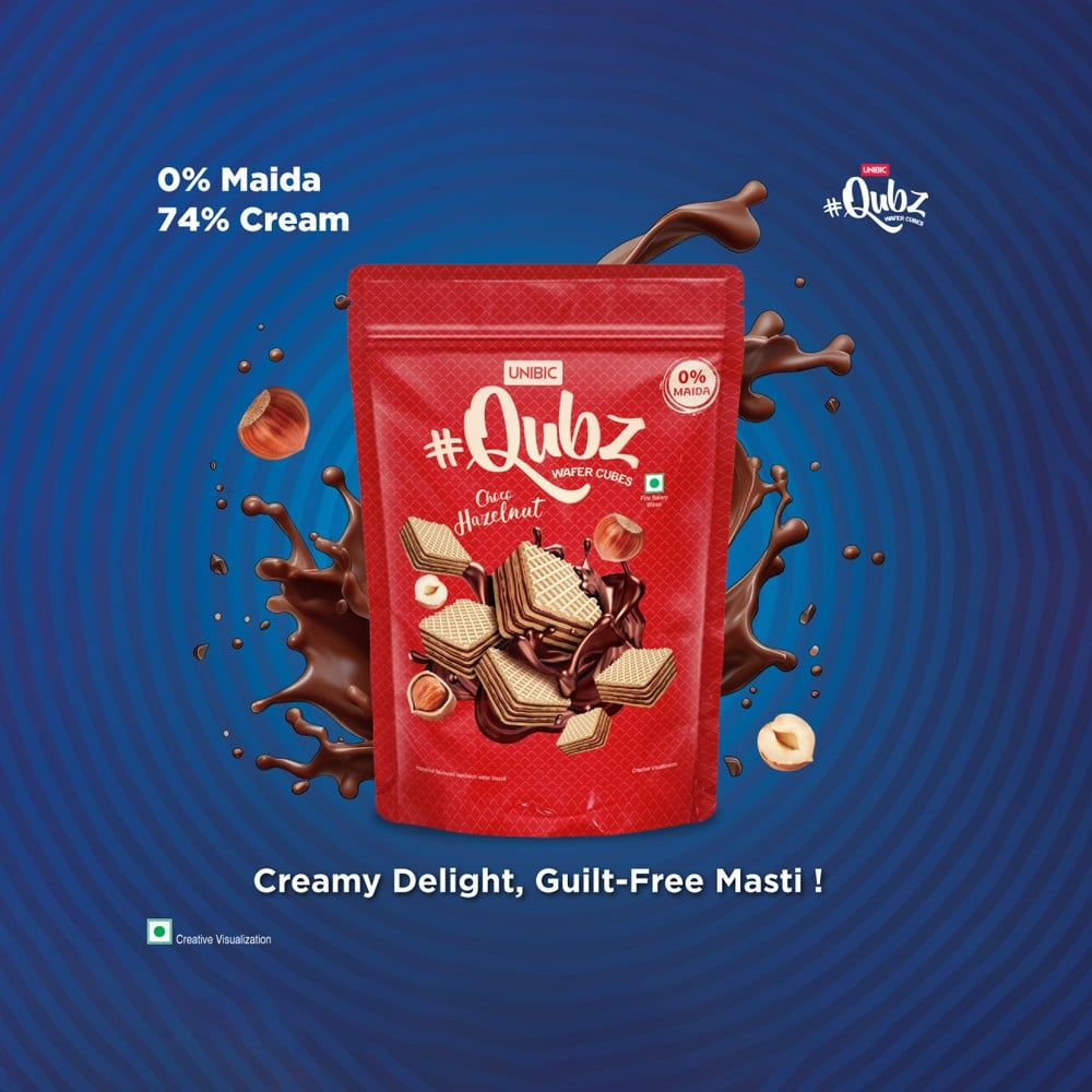 Unibic Qubz Choco Hazelnut Wafer Cube : 120 g