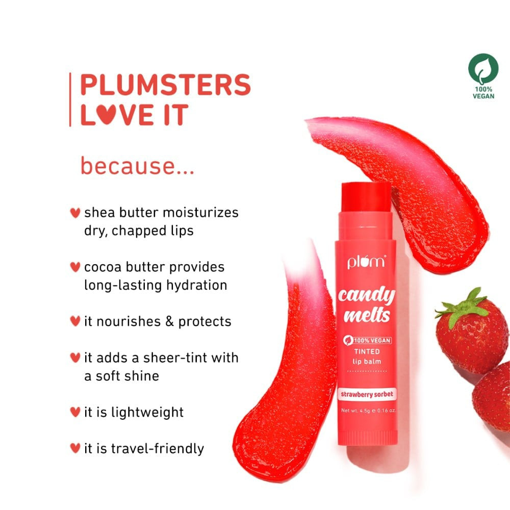 Plum Candy Melts Tinted Lip Balm (Strawberry Sorbet) (Strawberry Sorbet) : 4.5 g