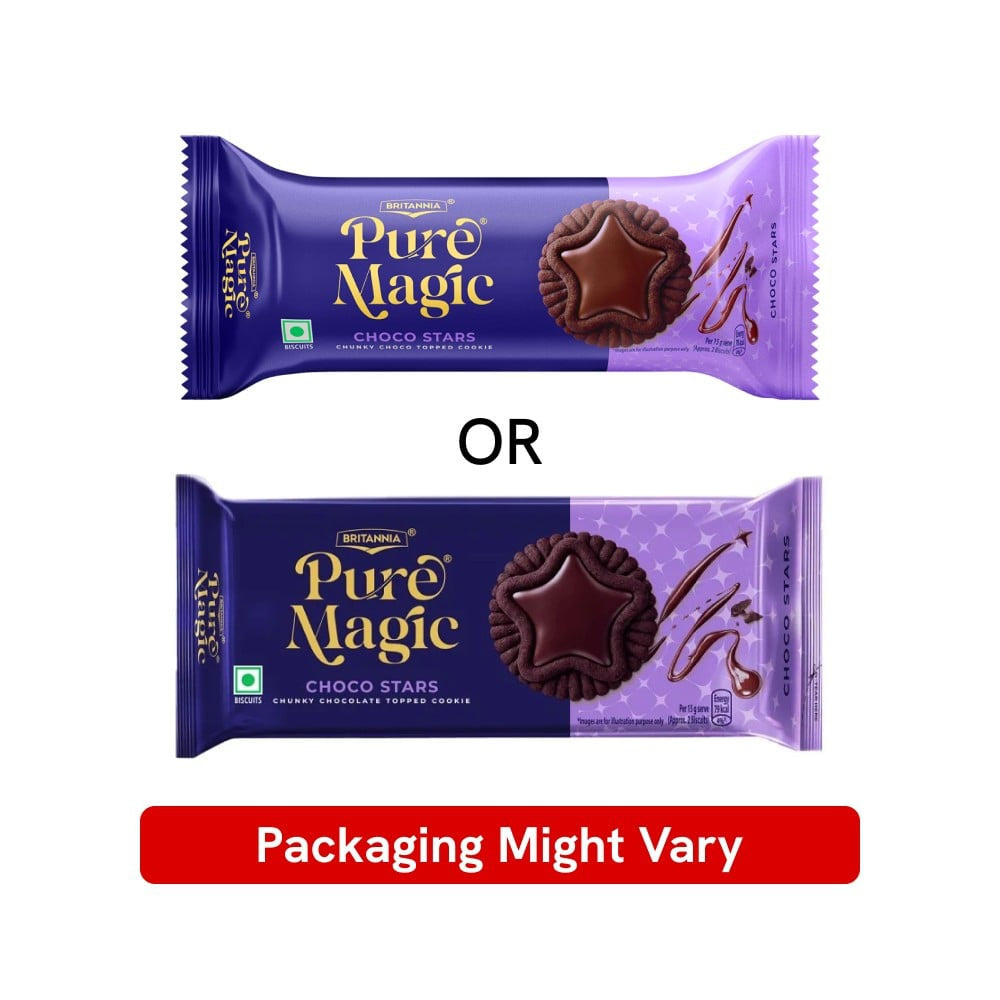 Britannia Pure Magic Choco Stars Chunky Chocolate Topped Cookies : 68.9 g