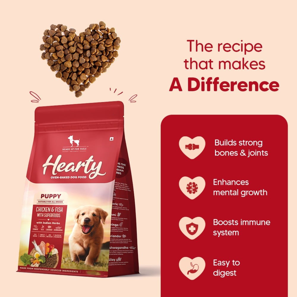 HUFT Oven-Baked Dry Dog Food for Puppies with Chicken, Fish & Indian Herbs : 250 g