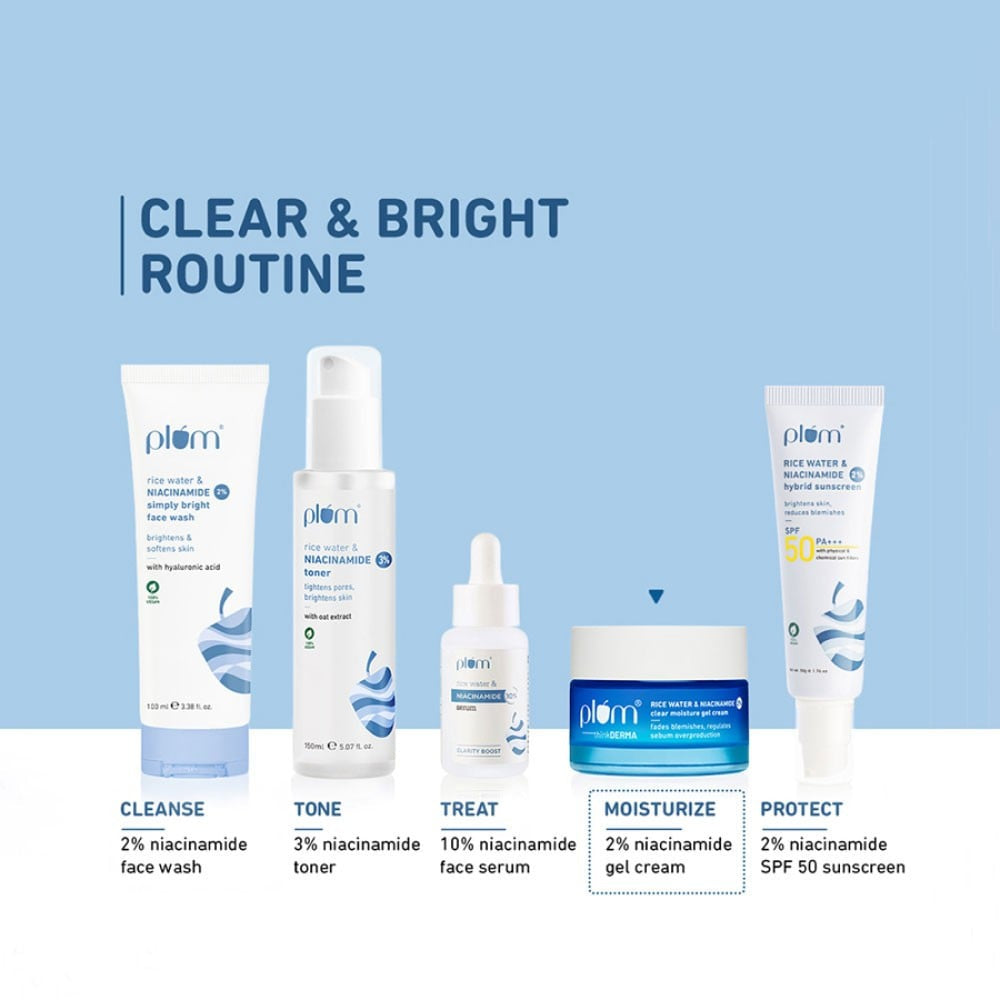 Plum Rice Water & 2% Niacinamide Face Moisturizing Gel - Pack of 2 : 2 x 50 g