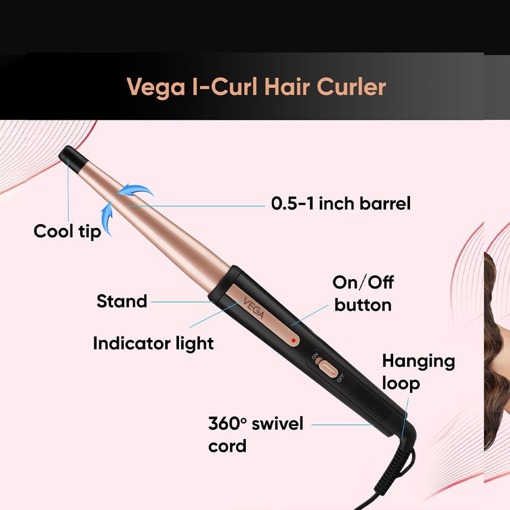 Vega I-Curl Hair Curler, VHCH-05 (Rose Gold) : 1 unit