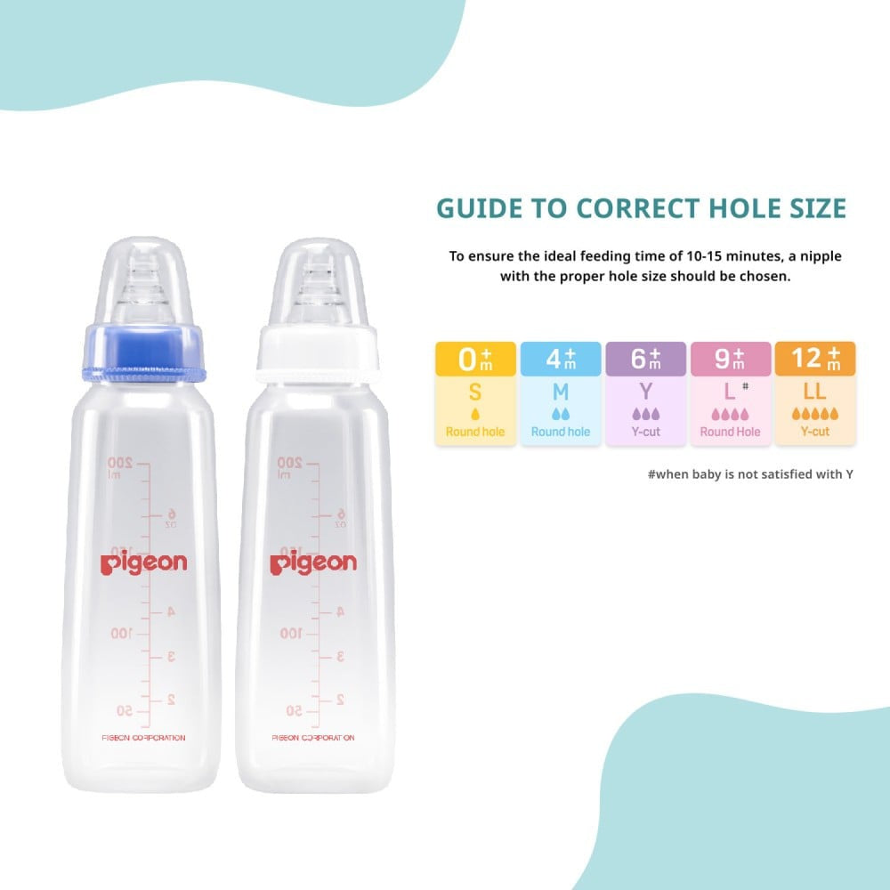 Pigeon Flexible Feeding Bottle (4+ months) (Blue & White) : 2 x 200 ml