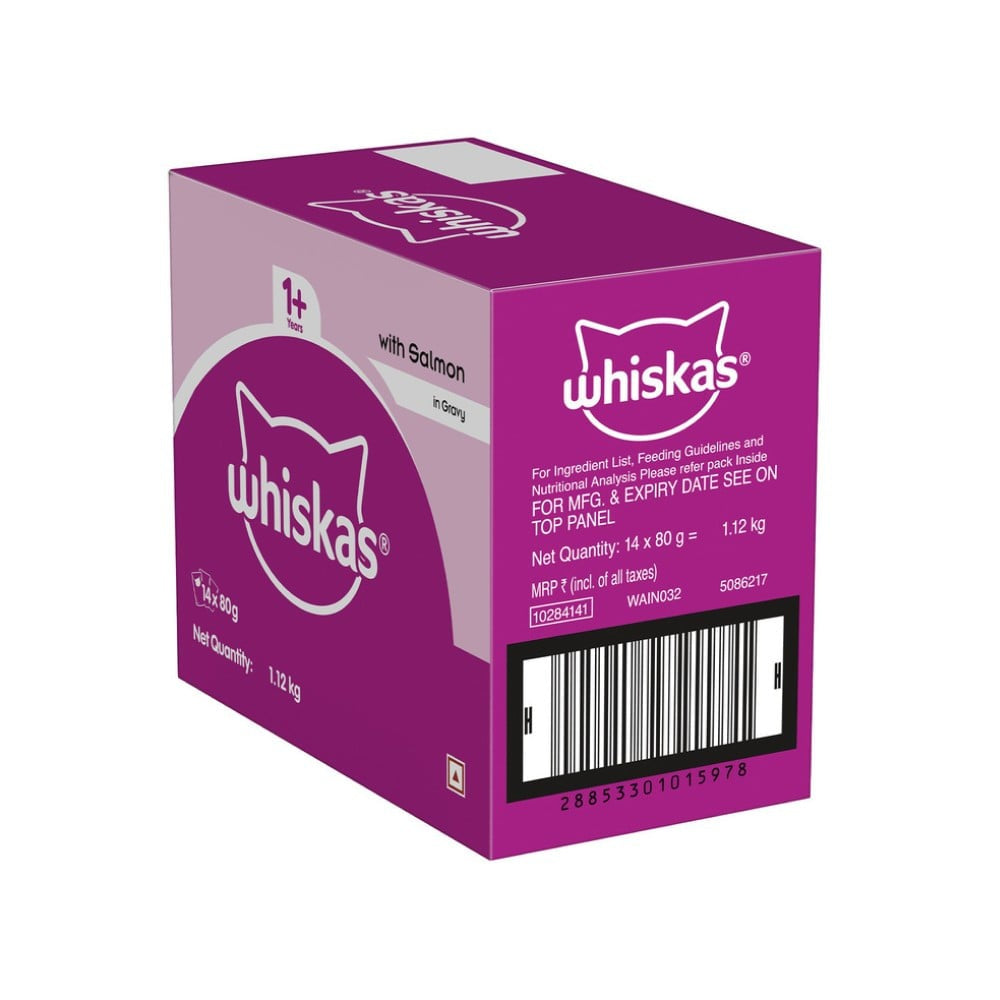 Whiskas Adult Wet Cat Food -Salmon in Gravy (1+ Years) : 14 x 80 g