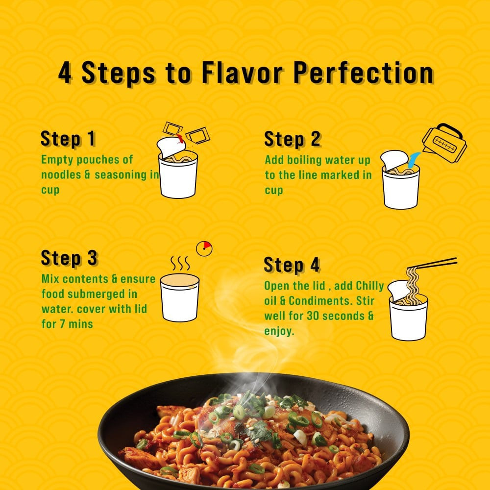 Wow! Hot & Spicy Korean Ramen Cup Noodles - Pack of 2 : 2 x 90 g