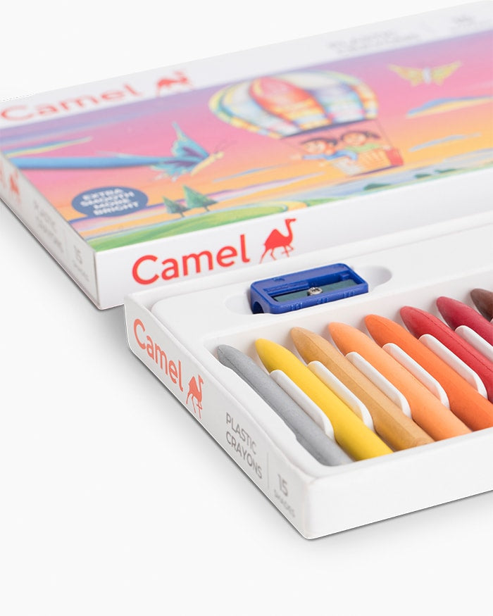 Camel Plastic Crayons - Assorted Pack of 15 Shades