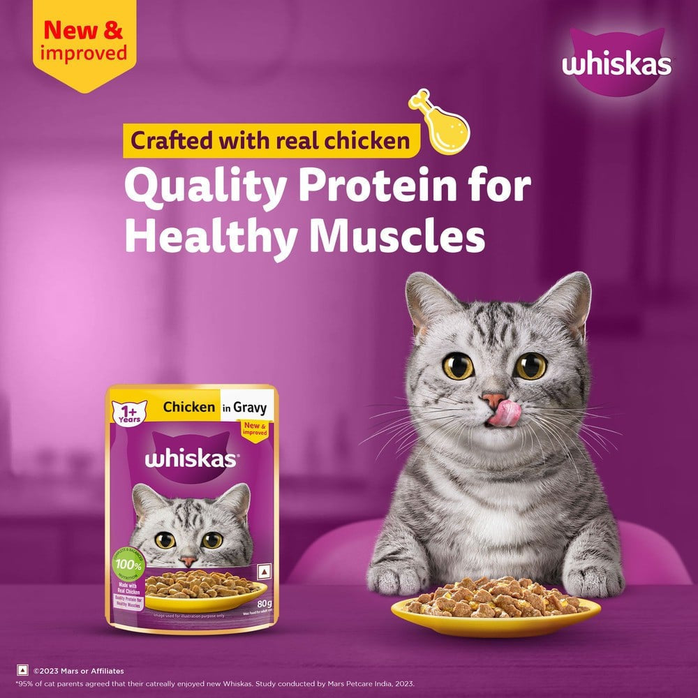 Whiskas Adult Wet Cat Food -Chicken in Gravy (1+ Years) : 14 x 80 g