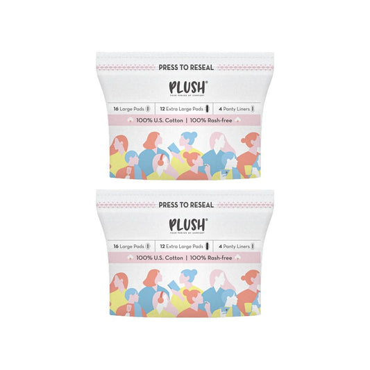 Plush LeakProof Super Saver Sanitary Pads - Pack of 2 : 2 x 32 pieces