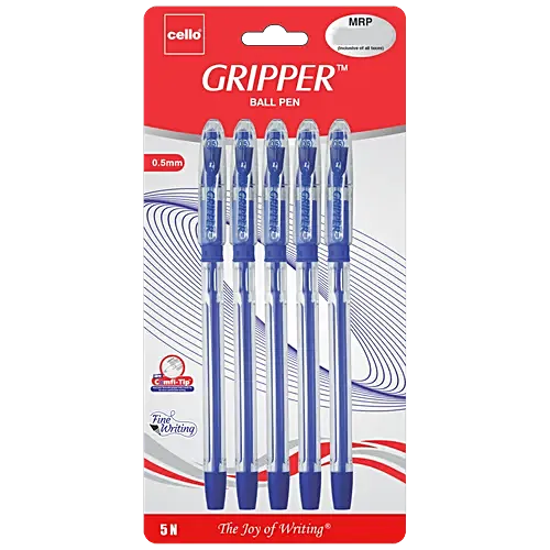 Cello Gripper Ball Pen - Blue (Pack of 5)