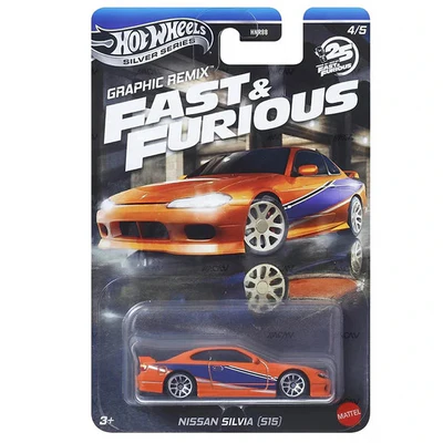 Hot Wheels 1:64 Imported — Fast & Furious Silver Series Graphic Remix Set of 5 — by Mattel - Imported