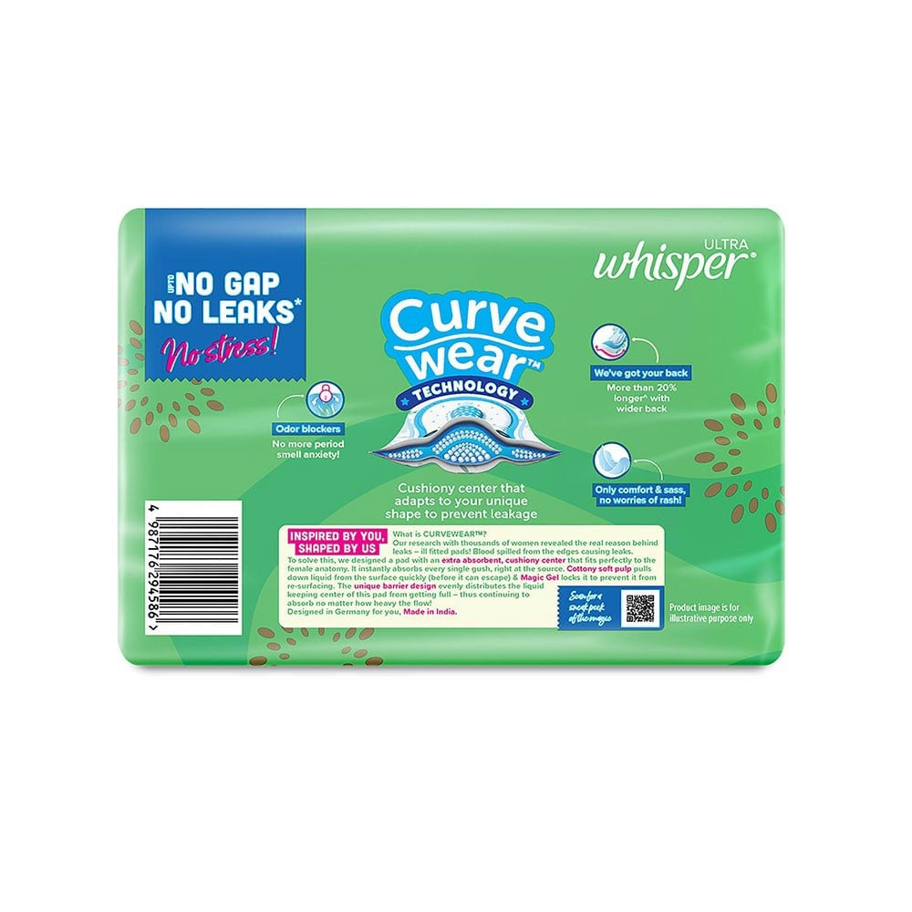 Whisper Ultra Upto No Gap No Leaks Sanitary Pads (XL, 30 pieces) : 30 pieces