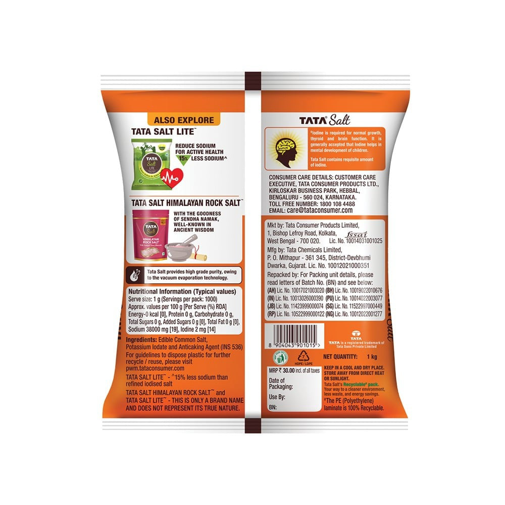 Tata Salt (Vacuum Evaporated Iodised) : 1 kg