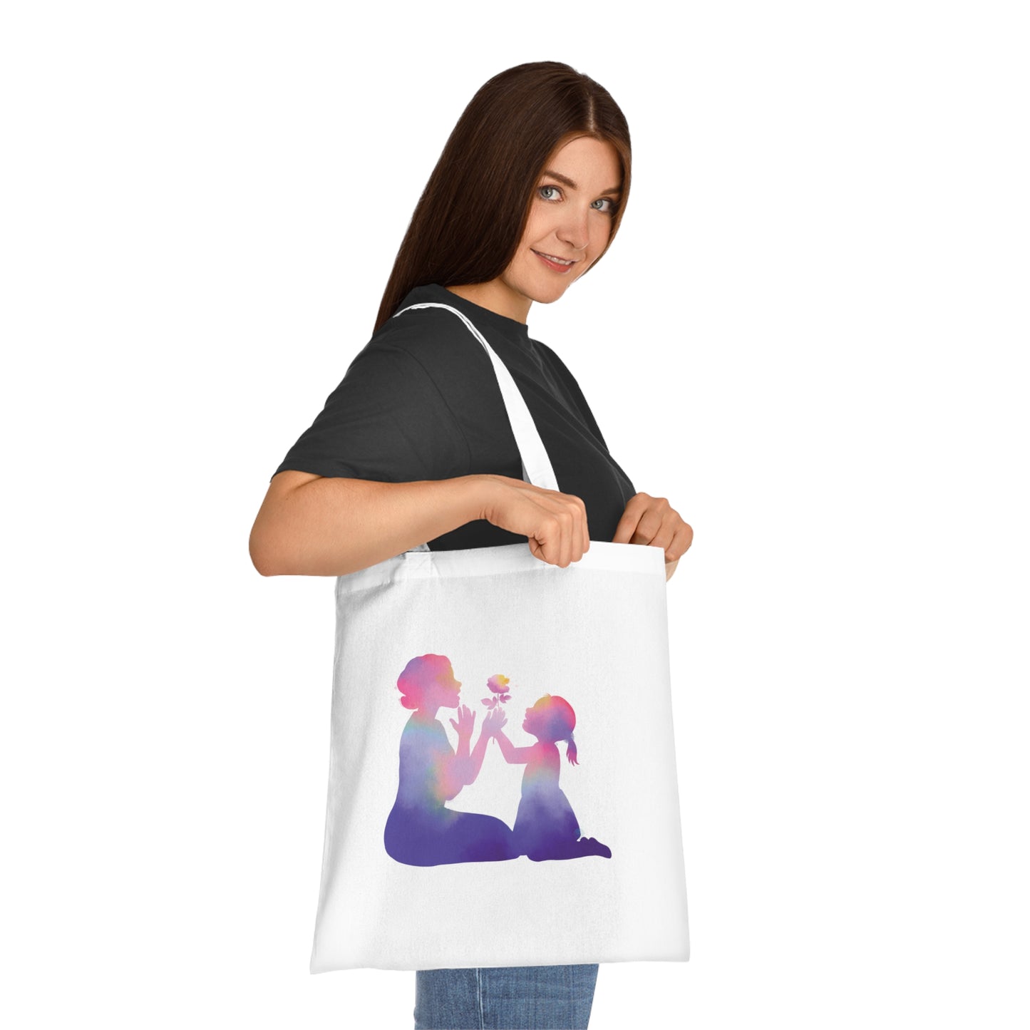 Mother and Daughter Love: Printed Canvas Tote Bag