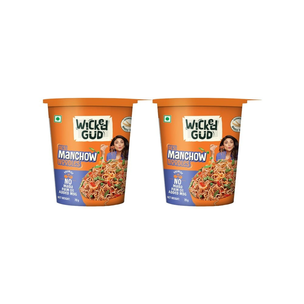 WickedGud Desi Manchow Cup Noodles - Pack of 2 : 2 x 70 g