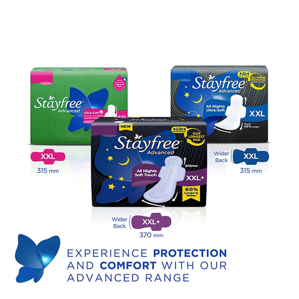 Stayfree Advanced All Nights Sanitary Pads : 16 pieces