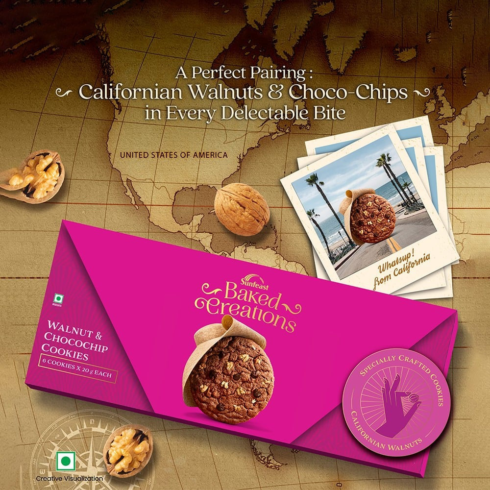 Sunfeast Baked Creations Walnut & Choco Chip Cookies : 6 x 20 g