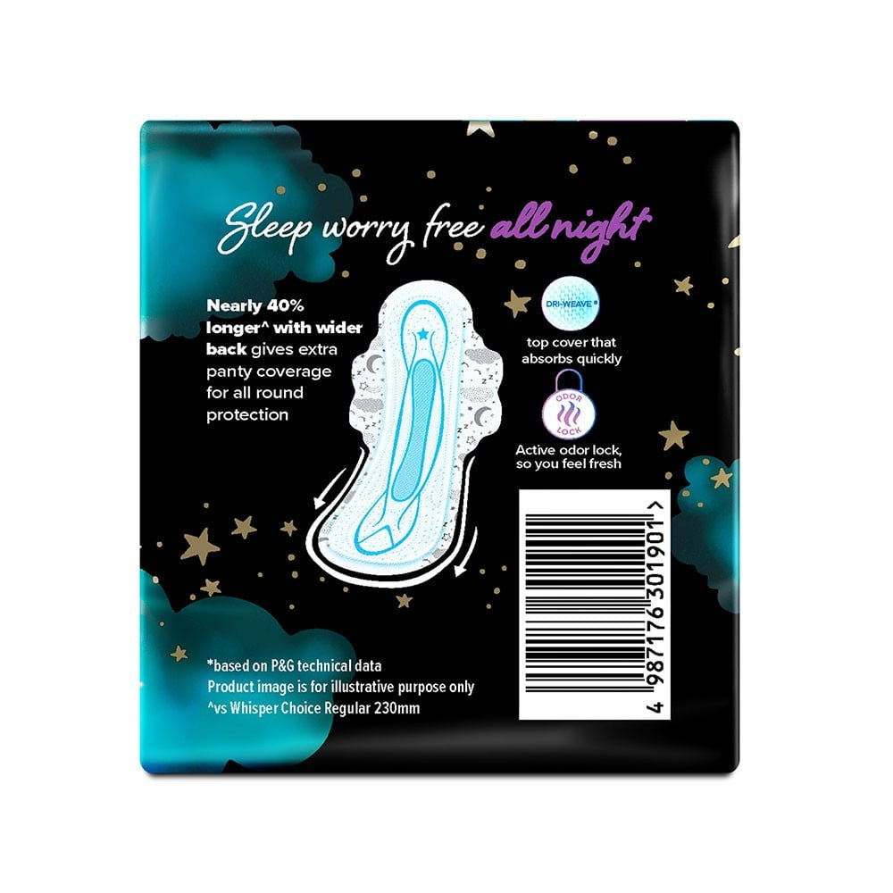 Whisper Ultra Bindaz Nights Sanitary Pads (XXL+ Wings) : 15 pieces