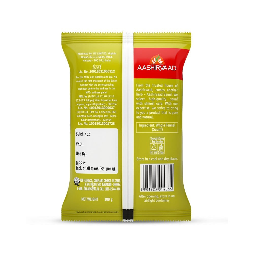 Aashirvaad Pure Whole Saunf Seeds : 100 g