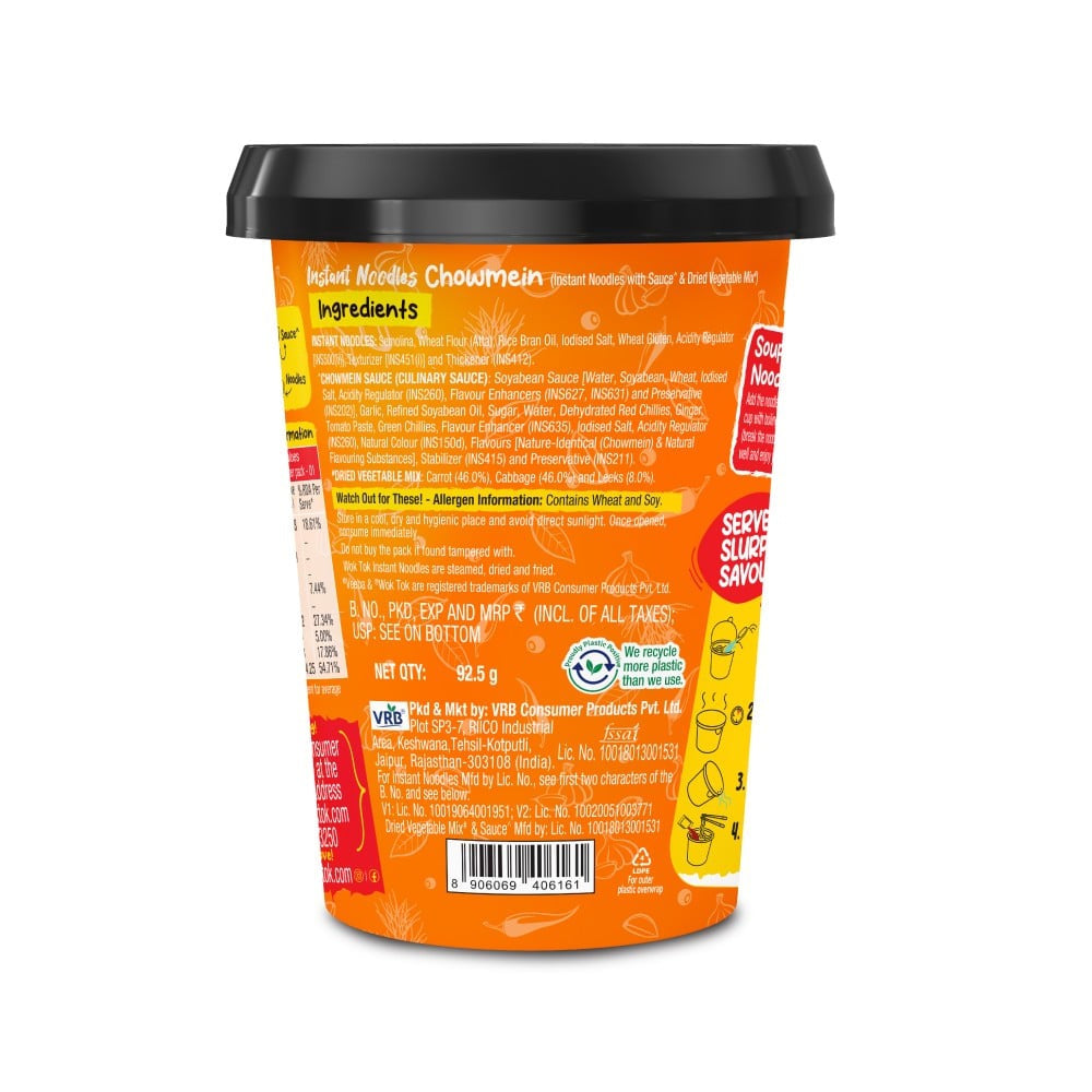 Wok Tok by Veeba Chowmein Instant Cup Noodles : 92.5 g