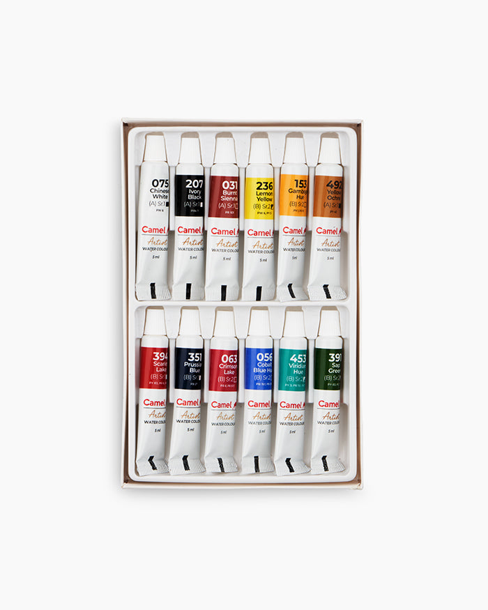 Camel Artist Water Colours - Assorted Pack of 12 Shades (5ml Tubes)