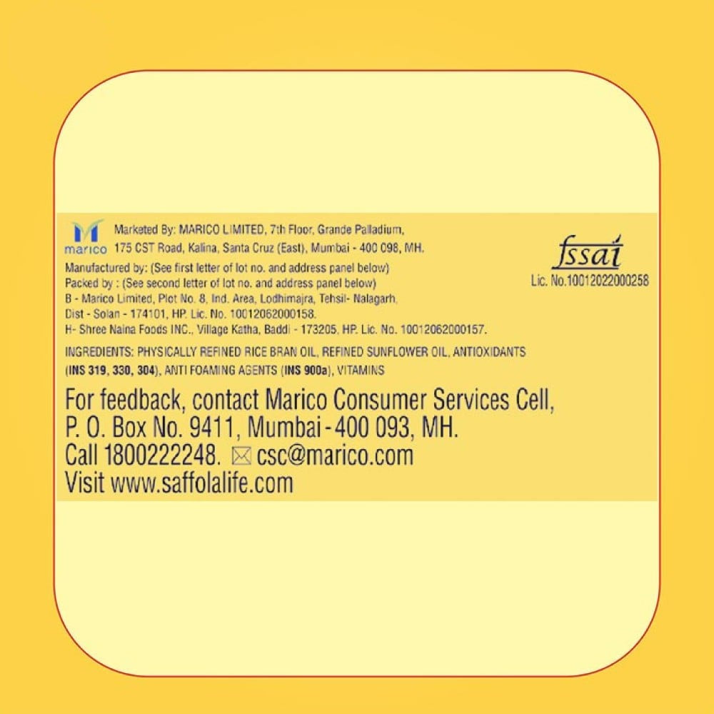 Saffola Gold Power of 3 Refined Blended Cooking Oil : 3 ltr