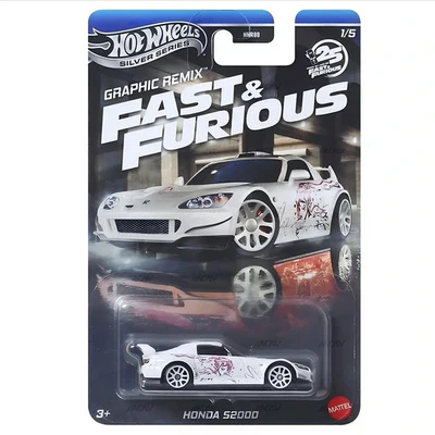 Hot Wheels 1:64 Imported — Fast & Furious Silver Series Graphic Remix Set of 5 — by Mattel - Imported