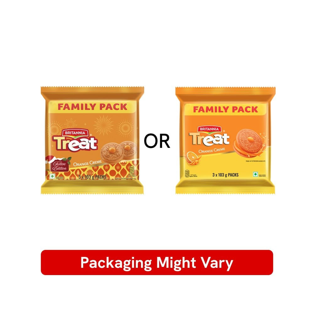 Britannia Treat Orange Cream Biscuits : 1 pack (3 x 103 g)