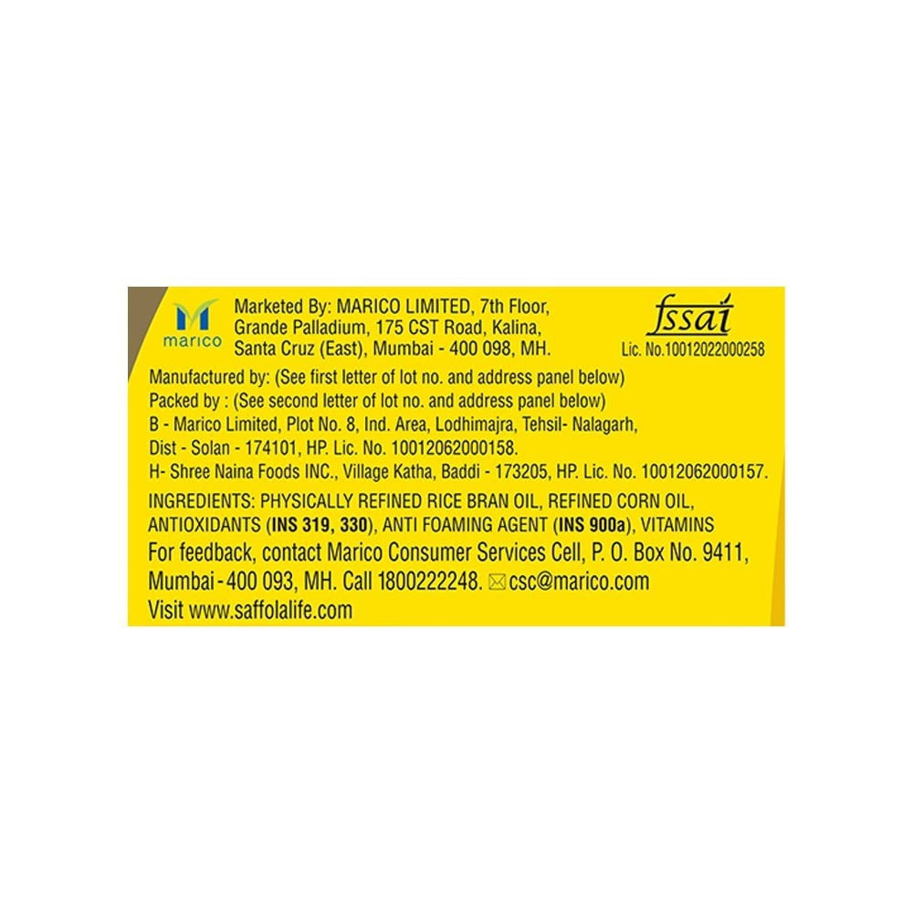Saffola Gold Power of 3 Refined Blended Cooking Oil - Pack of 2 : 2 x 1 ltr