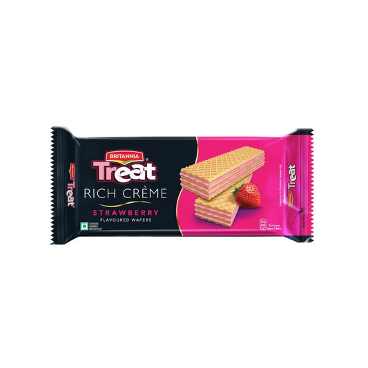 Britannia Treat Rich Creme Strawberry Flavoured Wafers : 55 g