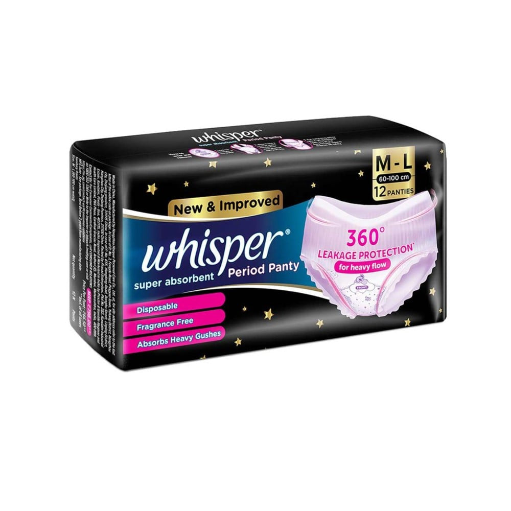 Whisper Super Absorbent Period Panty (M-L) : 1 pack (12 pieces)