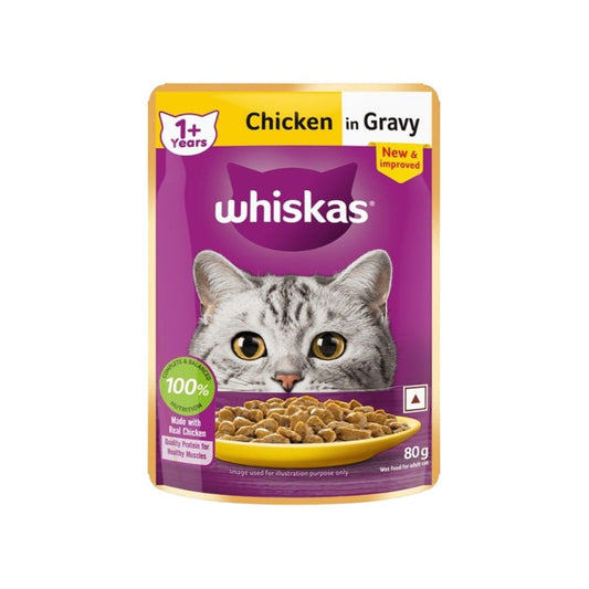Whiskas Adult Wet Cat Food -Chicken in Gravy (1+ Years) : 80 g