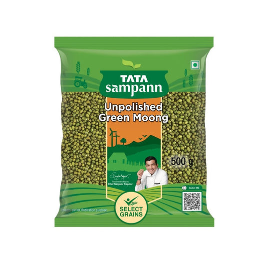 Tata Sampann Unpolished Green Moong (Sabut) Whole Dal : 500 g