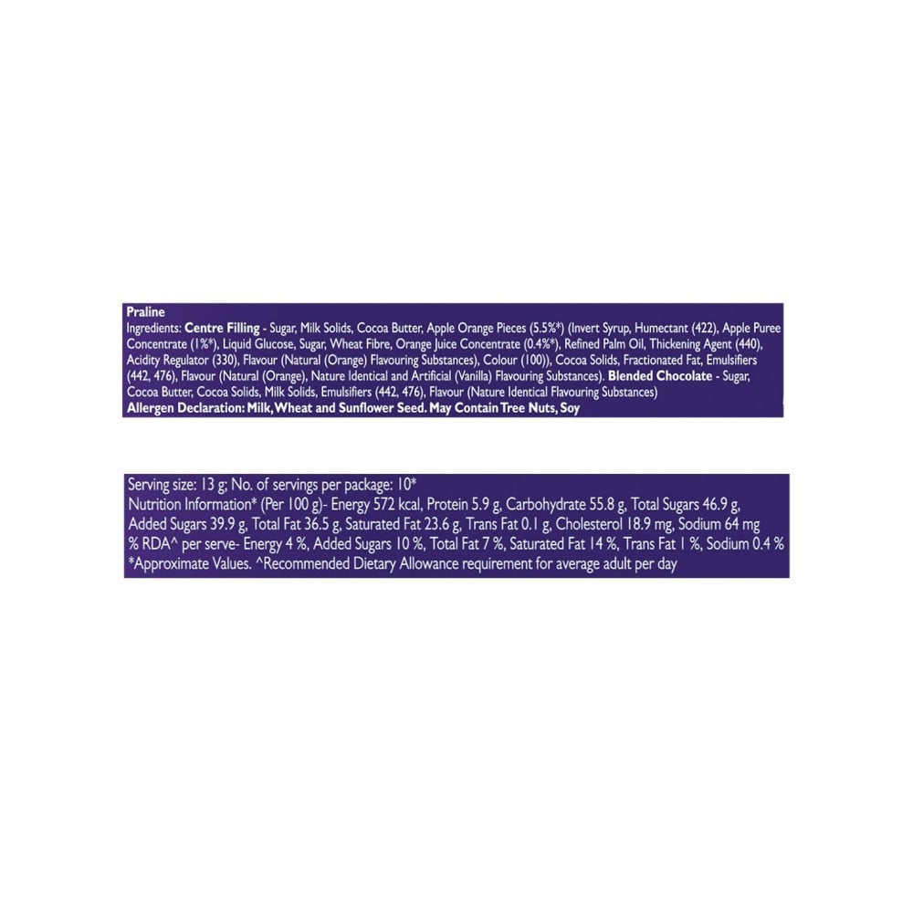 Cadbury Studio Chocolat A L'Orange Signature Pralines Chocolate Gift Pack : 130 g (10 x 13 g)