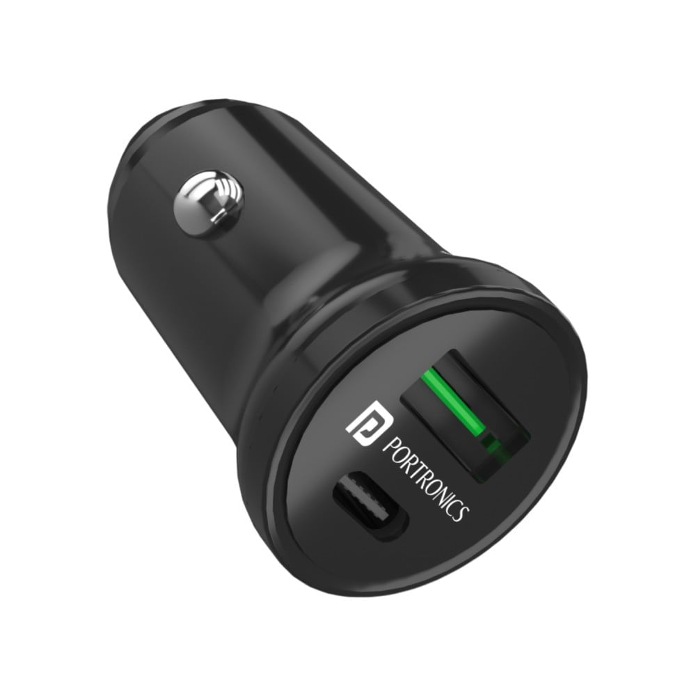Portronics Car Charger (Power mini with Dual Output, Fast Charging - Type C PD 38W + USB) : 1 piece