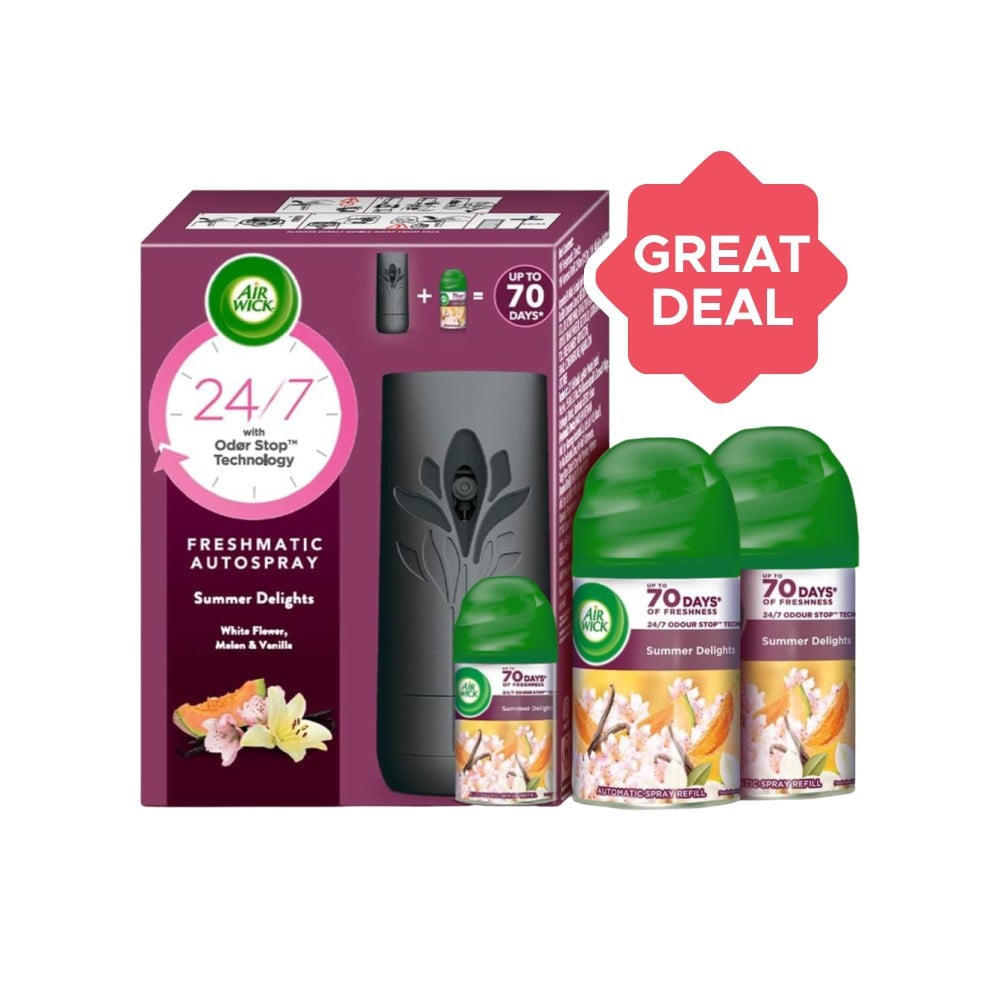 Airwick Airwick Air Freshener Kit (Machine + Summer Delights Refill) + Airwick Freshmatic Air Freshener Refill (Summer Delights) Combo : 250 ml + 250 ml