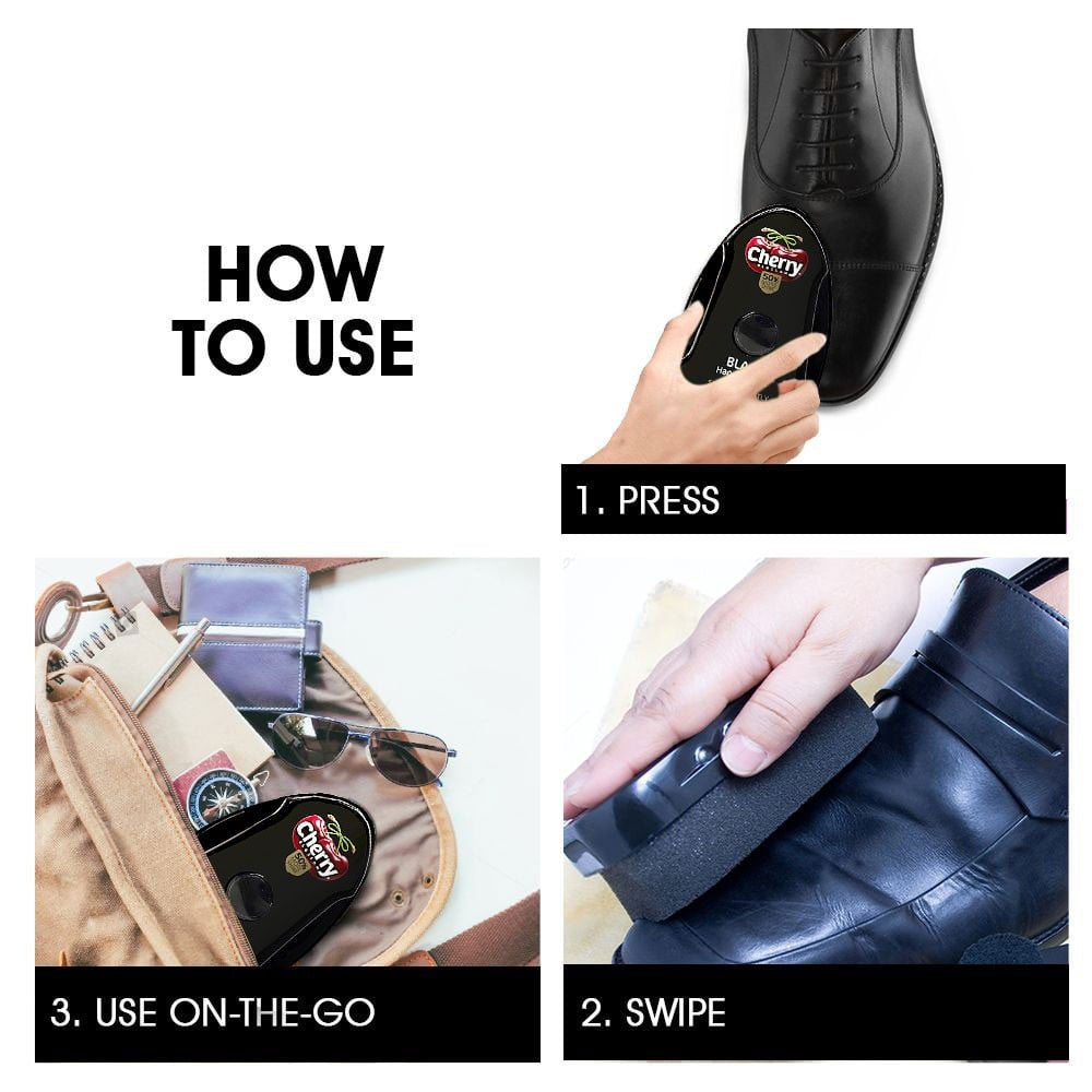 Cherry Blossom Black Handy Shoe Shiner + Black Liquid Shoe Polish Combo : 75 ml + 1 unit