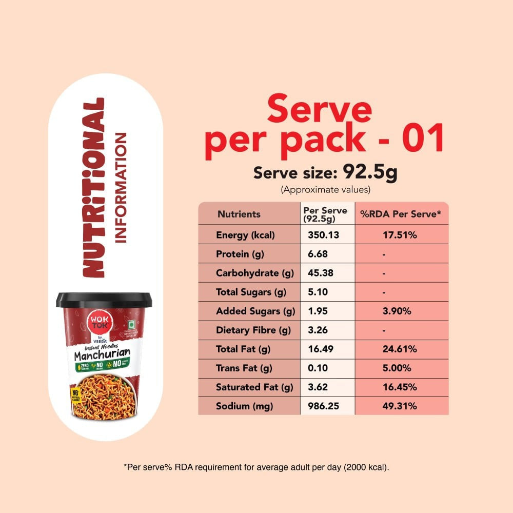 Wok Tok by Veeba Manchurian Instant Cup Noodles : 92.5 g