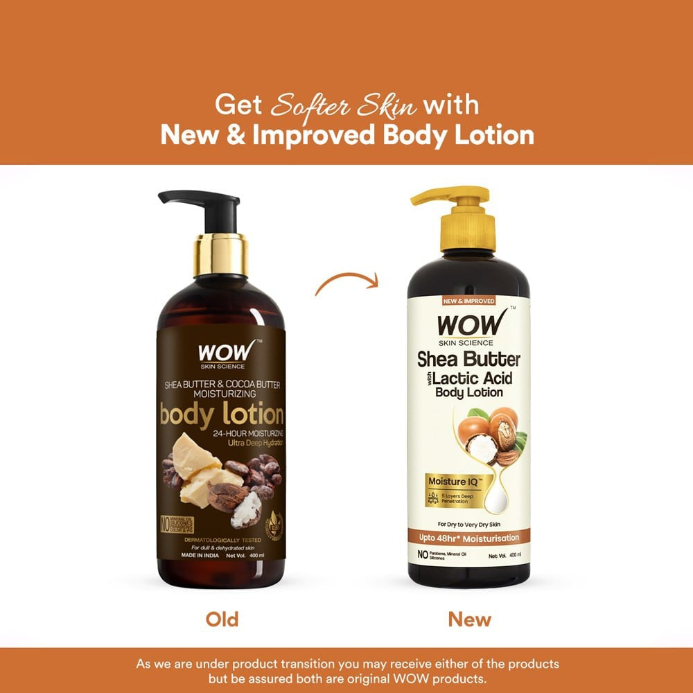 Wow Skin Science Shea Butter with Lactic Acid Body Lotion - Pack of 2 : 2 x 400 ml