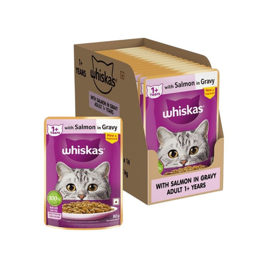 Whiskas Adult Wet Cat Food -Salmon in Gravy (1+ Years) : 14 x 80 g