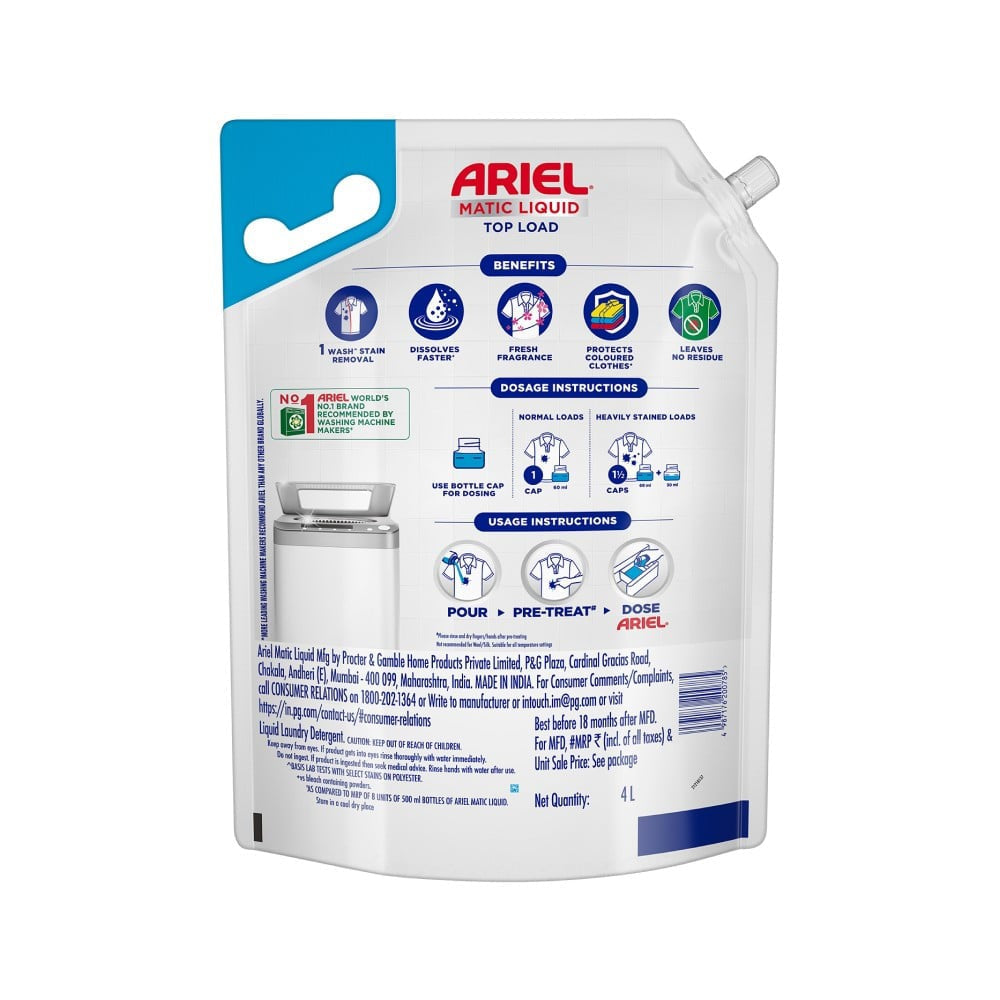 Ariel Matic Top Load Liquid Detergent : 4 ltr