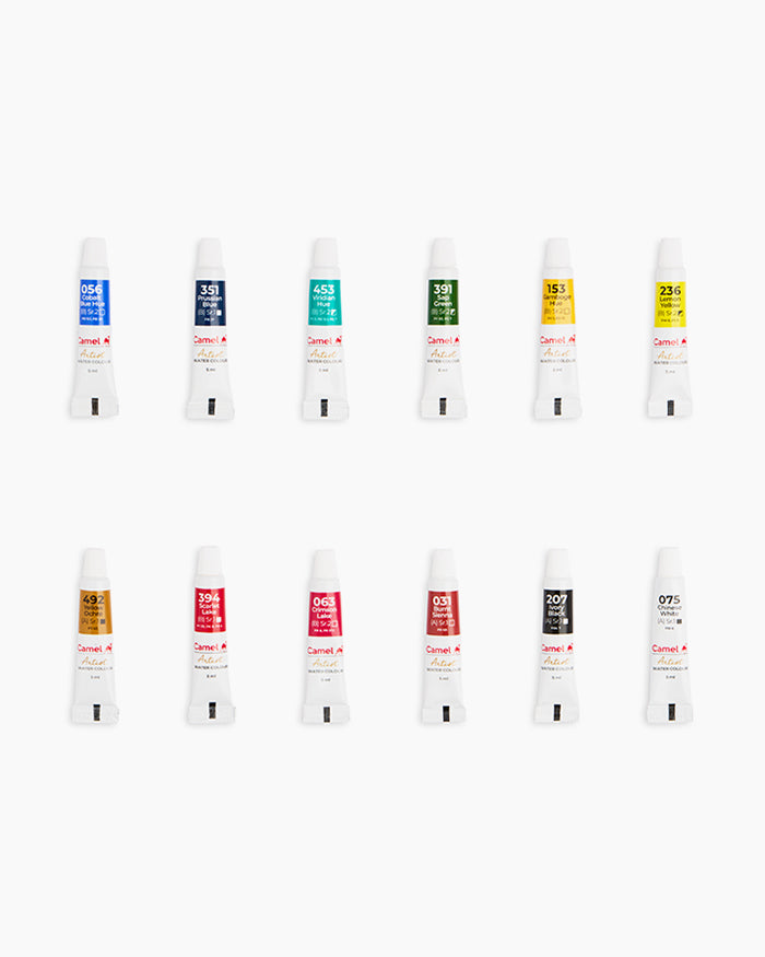 Camel Artist Water Colours - Assorted Pack of 12 Shades (5ml Tubes)