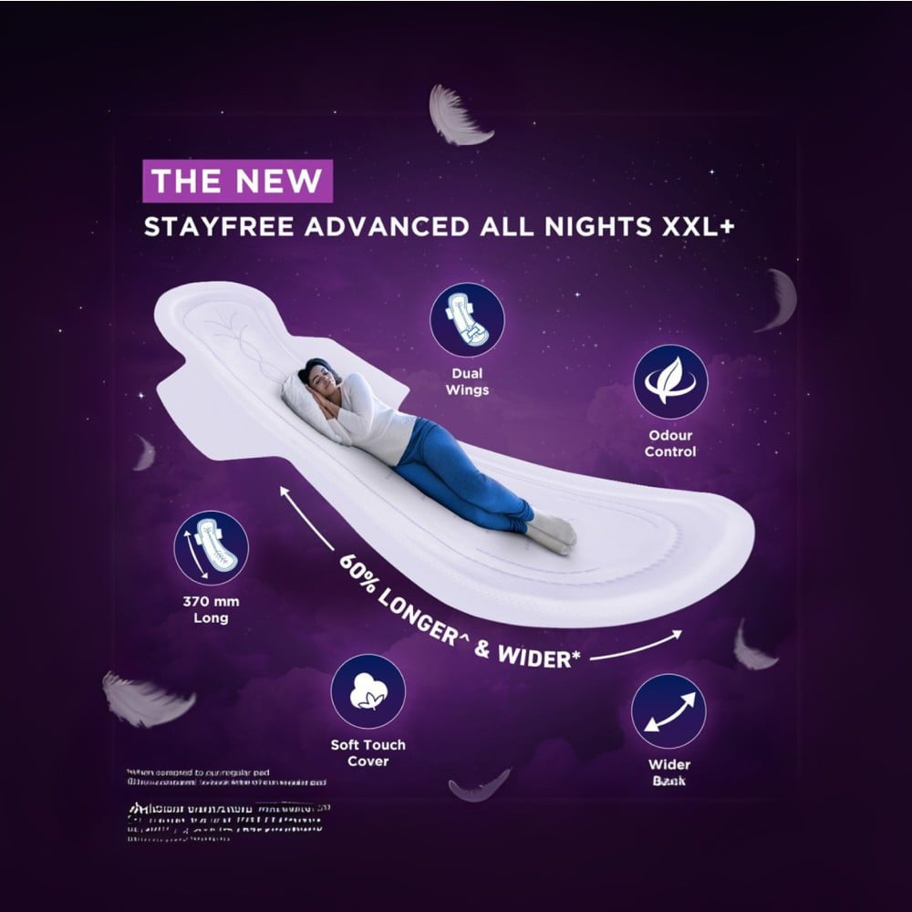 Stayfree Advanced All Nights Sanitary Pads : 1 pack (8 pieces)